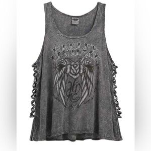 Harley-Davidson Women's Laced Side Distressed Sleeveless Top
